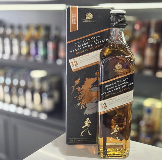 Johnnie Walker Black Label 12 Year Old Higgland Origin Blended Malt Scotch Whisky